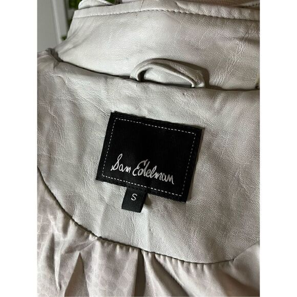 Sam Edelman White Cream Full Zip Faux Leather Biker Jacket Size Small - Picture 8 of 10